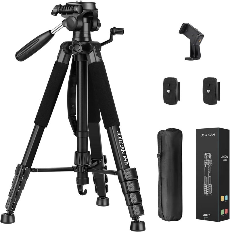 JOILCAN Tripod Camera Tripods, 74" Tripod for Camera Phone Video Recording, Heavy Duty Cameras Tripod Stand, Professional Travel DSLR Tripods Compatible with Canon iPhone, Max Load 15 LB - Image 1